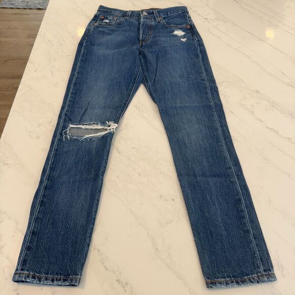 Levi's Denim - Levi's Premium Women's 501 Skinny Distressed Button Fly Big E 26 Americana Indie
